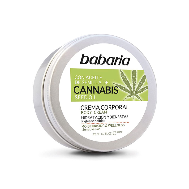تصویر  کرم مرطوب کننده بدن باباریا حاوی روغن دانه کانابیس | Babaria